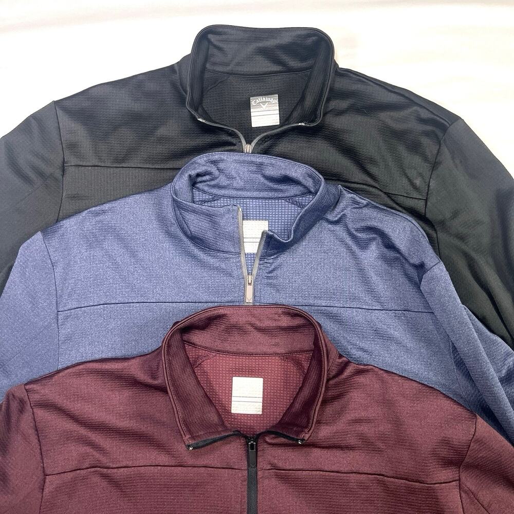 Callaway 1/4 Zip Pullover Men Size M Black Blue Maroon Performance Golf LOT OF 3
